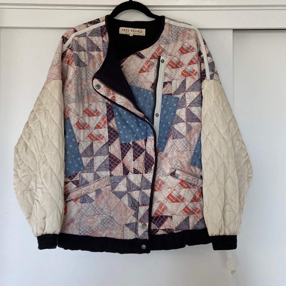 Free People Quilted Patchwork Bomber Jacket - Multicolor